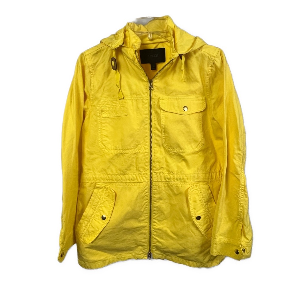 J. Crew Women’s‎ Yellow Light Weight Full Zip Hooded Anorak- Size Small - Picture 4 of 12